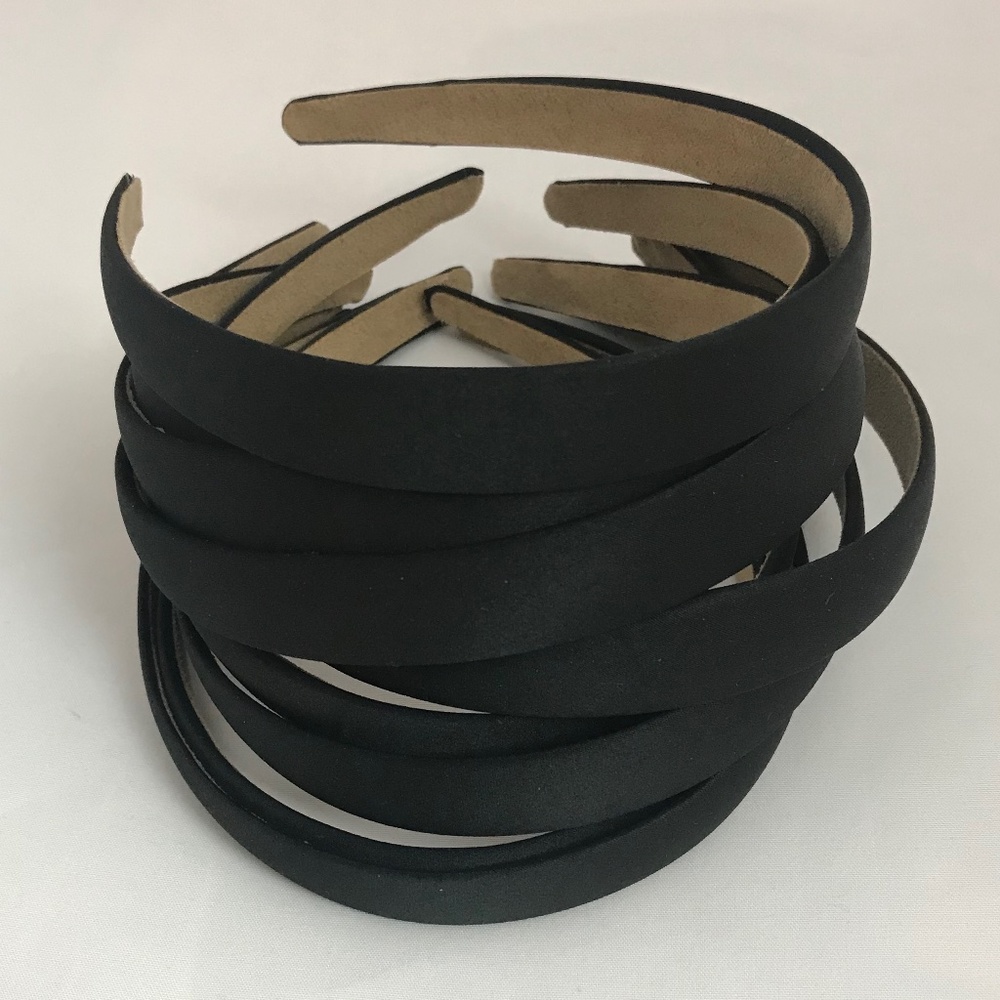 10 Pack Black Matte Satin Headbands, Bulk, Crafts, 2 Centimeters thick